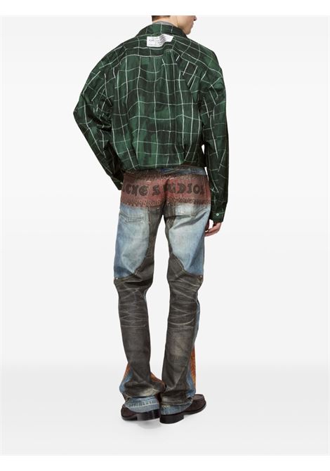 camicia layered check uomo verde ACNE STUDIOS | BB0649AO2